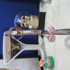 Crystal Embellished Baseball Cherry Bag Charm/Keyring ⚾